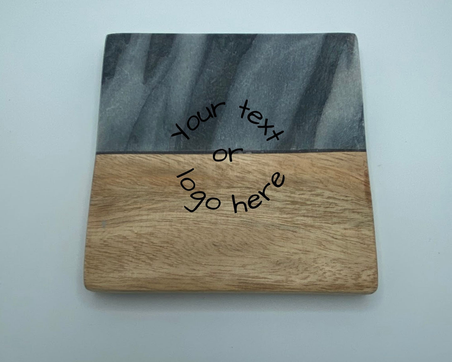 Natural Wood & Marble Coaster Set of 4